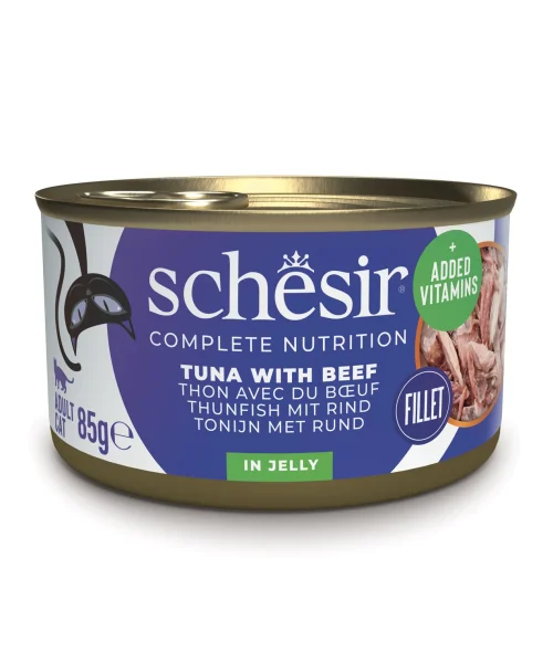 שזיר | מזון מלא לחתול – טונה ובקר בג'לי | 85 גר'