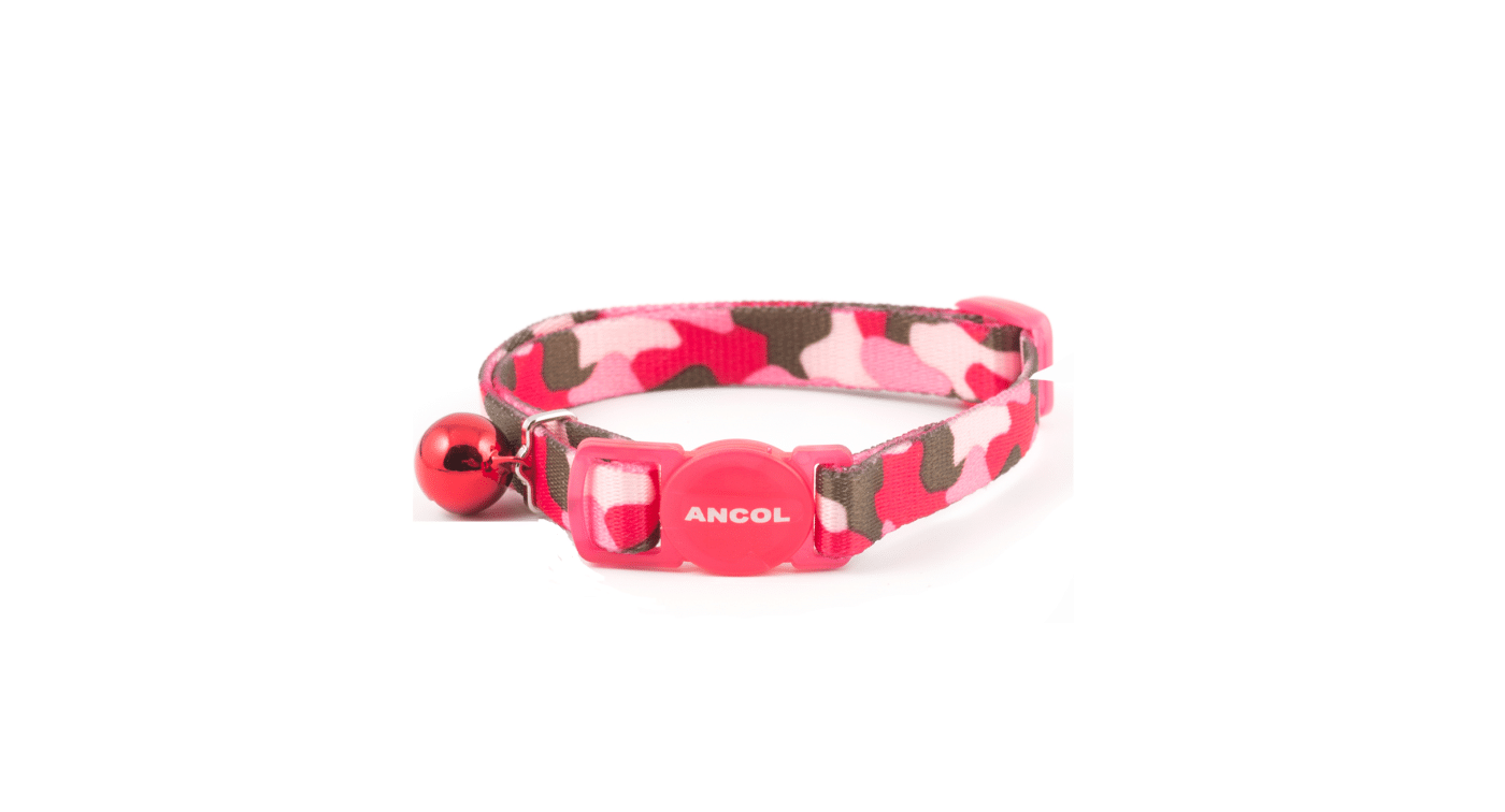 Ancol | קולר לחתול דגם צבעי הסוואה | ורוד