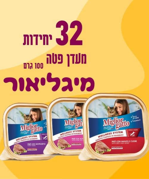 32 יח' מיגליאור מעדן פטה לחתול | 100 גר'