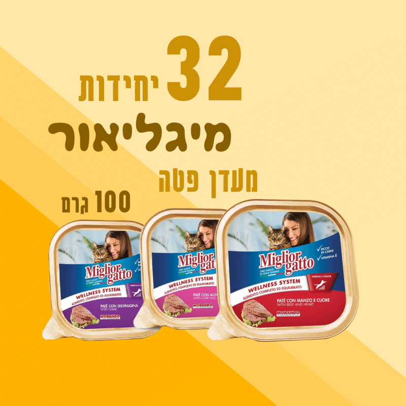 32 יח' מיגליאור מעדן פטה לחתול | 100 גר'