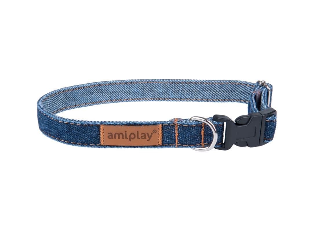 AMIPLAY קולר ג'ינס כחול נייבי