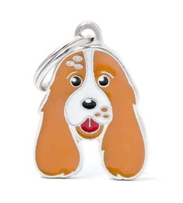 תג שם לחיות מחמד - קוקר ספניאל חום לבן