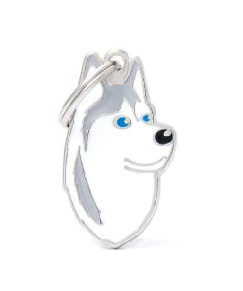 תג שם לחיות מחמד - האסקי סיבירי אפור לבן