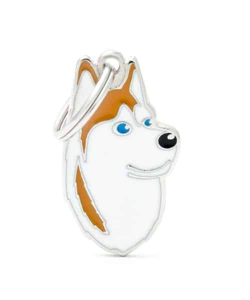 תג שם לחיות מחמד - האסקי סיבירי חום לבן