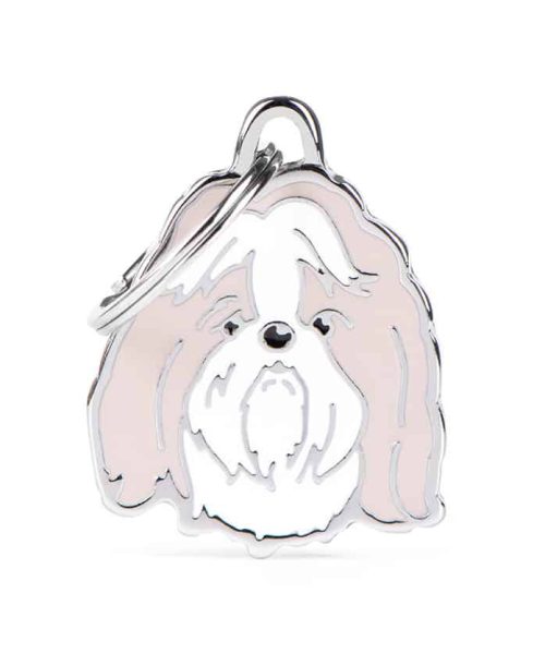 תג שם לחיות מחמד - שיצו לבן אפור