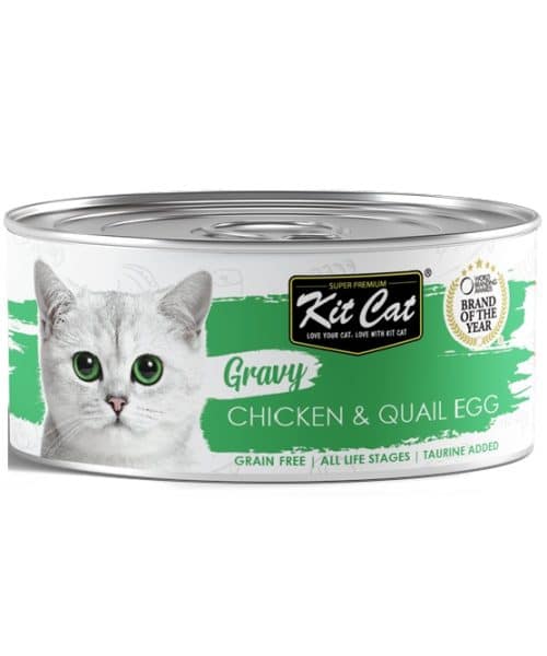 קיט קט | שימורי רוטב - עוף וביצי שליו | 70 גר'