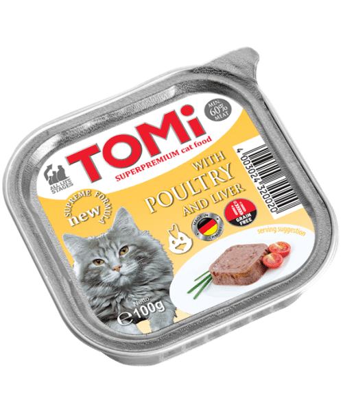 טומי | מעדן פטה לחתול - עוף וכבד | 100 גר'