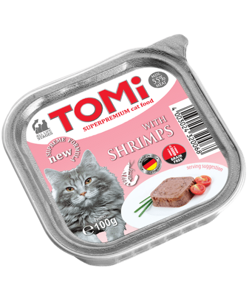 טומי | מעדן פטה לחתול - שרימפס | 100 גר'