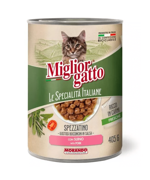 מיגליאור | שימורים חתול - נתחי חזיר | 405 גר'